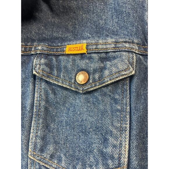 Vintage 1970s Rustler Jean Jacket  79111SW | Mens M, Blue Denim Trucker, USA - Picture 5 of 16